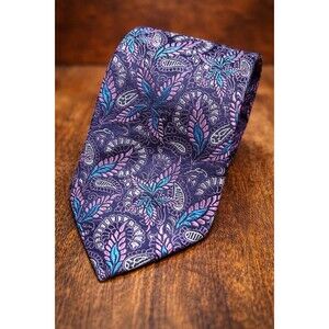 JOHN BARTLETT Silk Paisley Tie Purple Blue Pink Luxury EUC